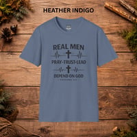 Image 8 of Real Men Pray Trust Lead Depend on God T-Shirt — Christian Faith Tee (Proverbs 3:5)