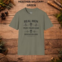 Image 9 of Real Men Pray Trust Lead Depend on God T-Shirt — Christian Faith Tee (Proverbs 3:5)