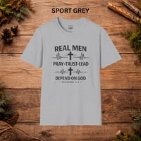 Image 10 of Real Men Pray Trust Lead Depend on God T-Shirt — Christian Faith Tee (Proverbs 3:5)