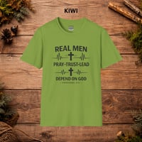 Image 11 of Real Men Pray Trust Lead Depend on God T-Shirt — Christian Faith Tee (Proverbs 3:5)