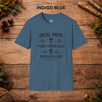 Image 12 of Real Men Pray Trust Lead Depend on God T-Shirt — Christian Faith Tee (Proverbs 3:5)