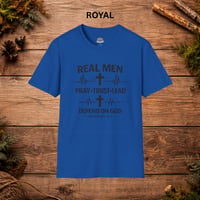 Image 13 of Real Men Pray Trust Lead Depend on God T-Shirt — Christian Faith Tee (Proverbs 3:5)