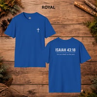 Image 3 of Isaiah 43:18 Inspirational Faith Tee— Christian Cross T-Shirt