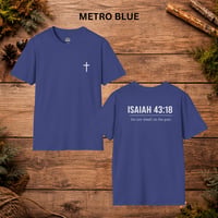 Image 4 of Isaiah 43:18 Inspirational Faith Tee— Christian Cross T-Shirt