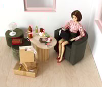 Image 5 of 1:6 low pouf - olive green