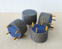 Image 5 of 1:6 round pouf - deep blue tweed