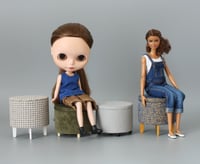 Image 4 of 1:6 round pouf - deep blue tweed