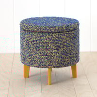 Image 1 of 1:6 round pouf - deep blue tweed