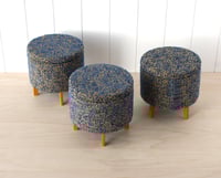 Image 3 of 1:6 round pouf - deep blue tweed