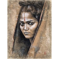 Image 1 of Copy of Panneau en papier froissé "Shree Dhanalakshmee"