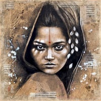 Panneau en papier froissé "Shree Dhanalakshmee carrée"