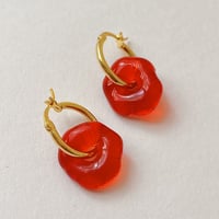 Transparent Red Glass Earrings