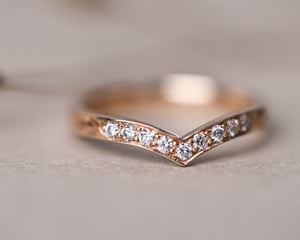 Image of 18ct rose gold white diamond set wishbone semi-eternity ring