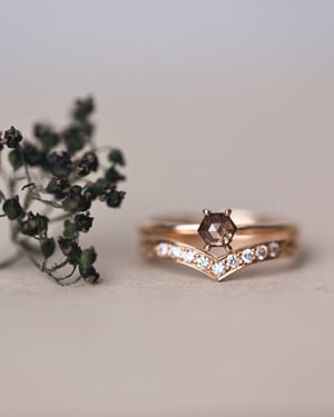 Image of 18ct rose gold white diamond set wishbone semi-eternity ring