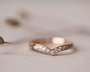 Image of 18ct rose gold white diamond set wishbone semi-eternity ring