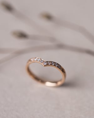 Image of 18ct rose gold white diamond set wishbone semi-eternity ring