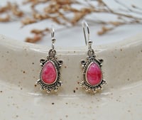 Image 1 of Rhodocrostite Sterling Silver Drop Earrings