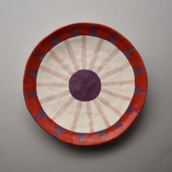 Image of Red and Purlple Flower Plate