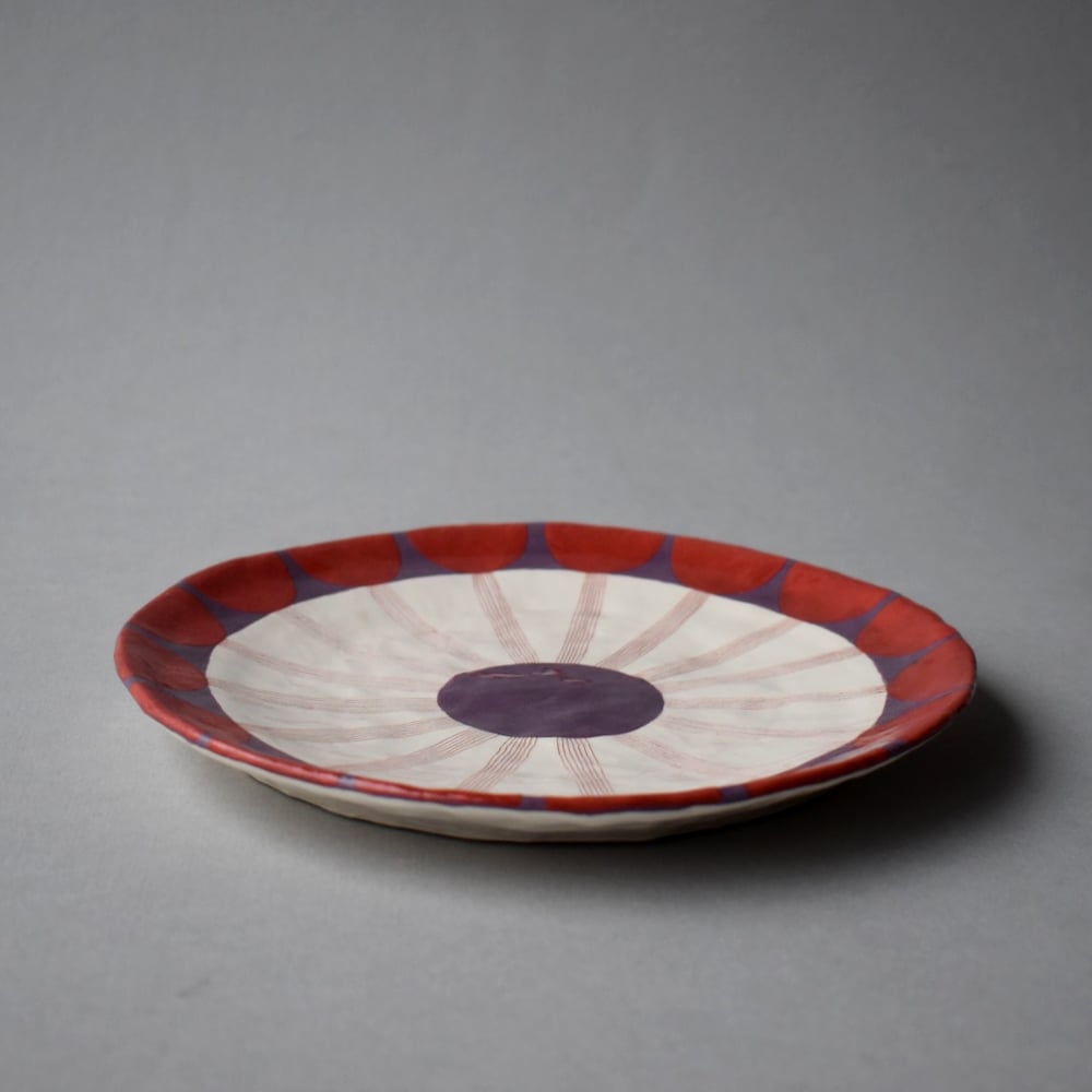 Image of Red and Purlple Flower Plate