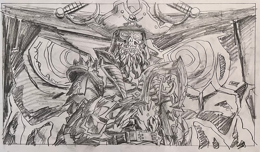 "Captain Pyreheart" - 24.25" x 14.25" original acrylic painting