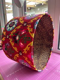 Image 1 of Double Sided Mayan Medallion Desert Flower Leopard Print Sahde 40cm