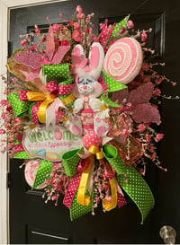 Image 2 of Pretty In Pink Bunny Wreath