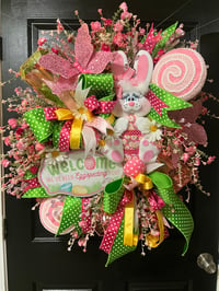 Image 1 of Pretty In Pink Bunny Wreath