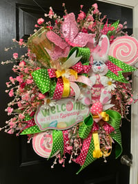 Image 3 of Pretty In Pink Bunny Wreath