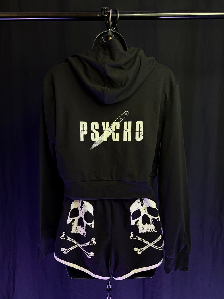 Image of PSYCHO French Terry Cropped Zip Up Hoodie
