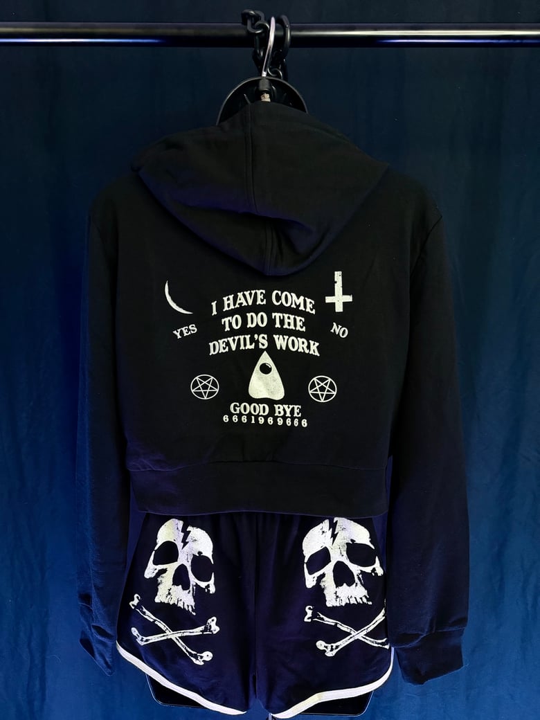 Image of The Devil's Work French Terry Cropped Zip Up Hoodie