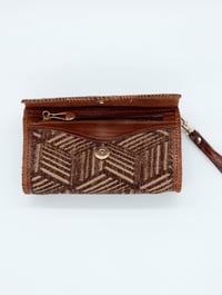 Image 4 of Syrian Leather Clutch Bags Gold/Brown Print