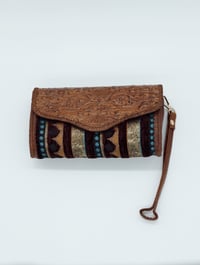 Image 1 of Syrian Leather Clutch Bags Blue Stripes