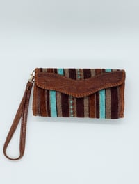 Image 4 of Syrian Leather Clutch Bags Blue Stripes