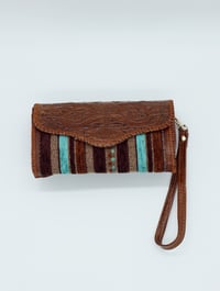Image 6 of Syrian Leather Clutch Bags Blue Stripes