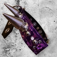 Image 6 of Iridescent purple monster spiked split two tone o ring choker