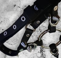 Image 6 of Thin strapped O ring cone studded leather gothic plunge choker