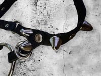 Image 7 of Thin strapped O ring cone studded leather gothic plunge choker