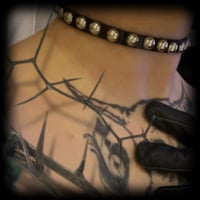 Image 4 of Black glossy bumpy spot studded punk rocker kitten collar