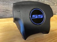 Image 2 of Silverado /SUV Steering wheel emblem logo -- SS Silverado Blue colorway