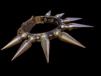 Image 2 of Silver holographic rainbow star galactic cyber goth jumbo spiked collar