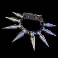 Image 1 of Silver holographic rainbow star galactic cyber goth jumbo spiked collar