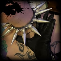 Image 4 of Silver holographic rainbow star galactic cyber goth jumbo spiked collar