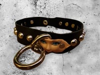 Image 1 of Studded leather heavy metal rocker Barbie bondage choker