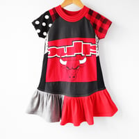 Image 3 of bulls throwback 4T short sleeve tshirt courtneycourtney upcycle pleated dress vintage 90s
