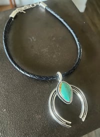 Image 2 of Turquoise Leather Choker Necklace II