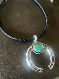 Image 1 of Turquoise Leather Choker Necklace