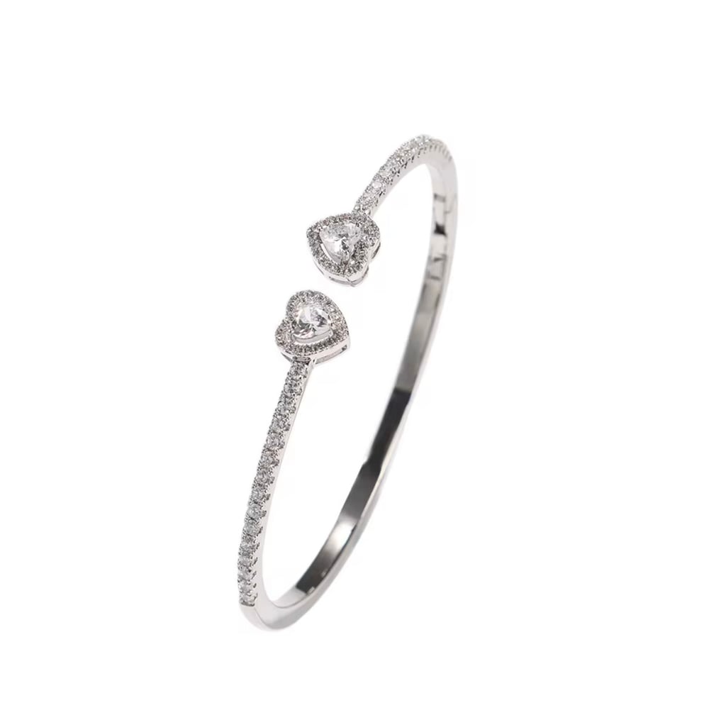 Image of Silver Heart Iced Bracelet