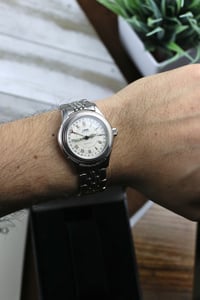 Image 3 of 1996 Oris Small Crown Pointer Date 7465 - Full Set - Freshly serviced - Automatic 654 Movement