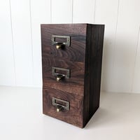 Image 1 of Apothecary Tower - 3 Drawer Walnut Desktop Organizer