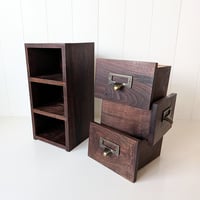 Image 3 of Apothecary Tower - 3 Drawer Walnut Desktop Organizer